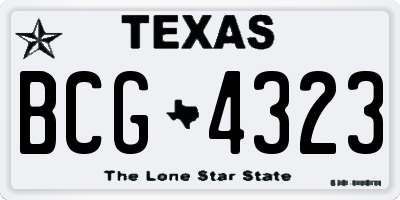 TX license plate BCG4323