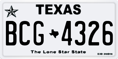 TX license plate BCG4326