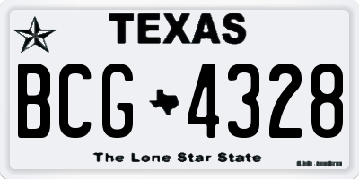 TX license plate BCG4328