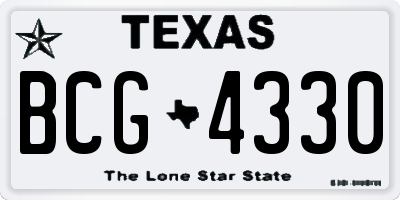 TX license plate BCG4330