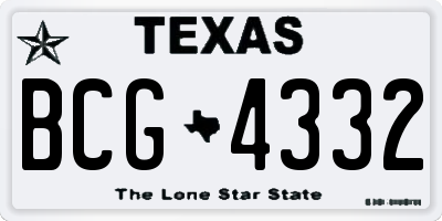 TX license plate BCG4332