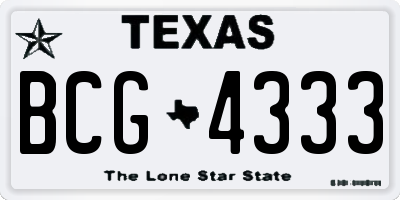 TX license plate BCG4333
