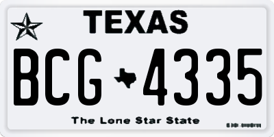 TX license plate BCG4335