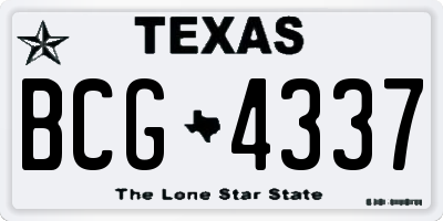 TX license plate BCG4337