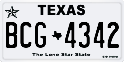 TX license plate BCG4342