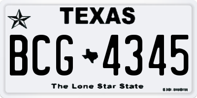 TX license plate BCG4345