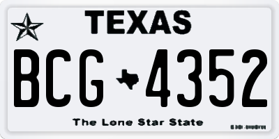 TX license plate BCG4352
