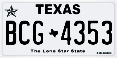 TX license plate BCG4353