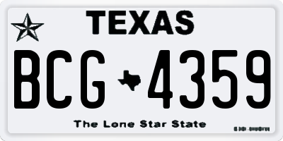 TX license plate BCG4359