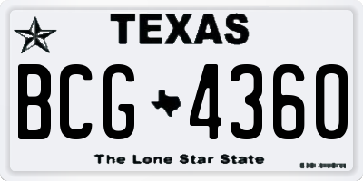 TX license plate BCG4360