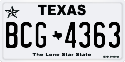 TX license plate BCG4363
