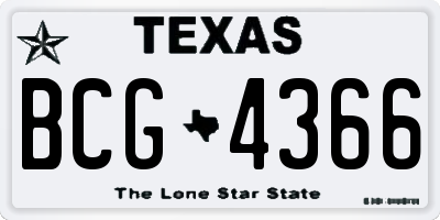 TX license plate BCG4366