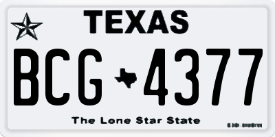 TX license plate BCG4377