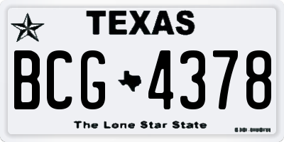 TX license plate BCG4378