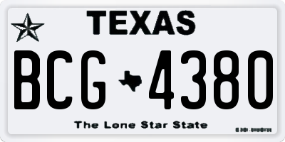 TX license plate BCG4380