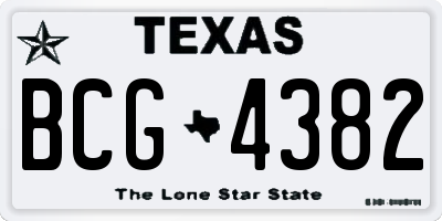 TX license plate BCG4382