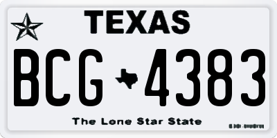 TX license plate BCG4383