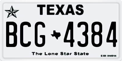 TX license plate BCG4384