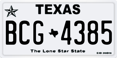 TX license plate BCG4385