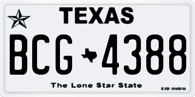 TX license plate BCG4388