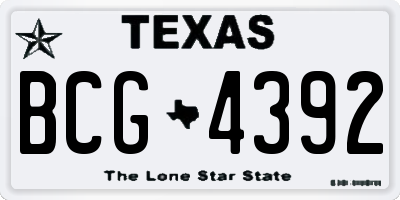 TX license plate BCG4392