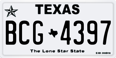 TX license plate BCG4397