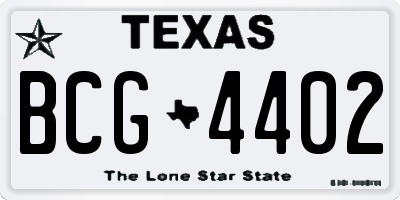 TX license plate BCG4402