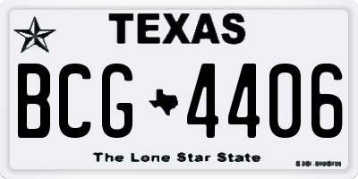 TX license plate BCG4406
