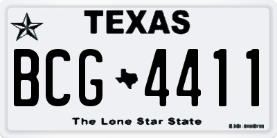 TX license plate BCG4411