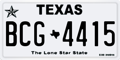 TX license plate BCG4415