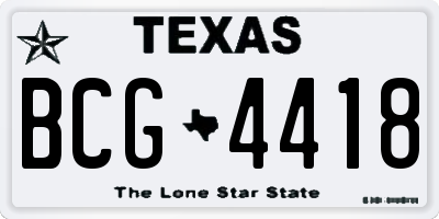 TX license plate BCG4418