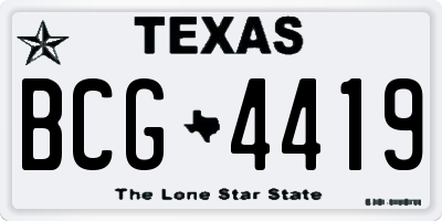 TX license plate BCG4419