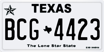 TX license plate BCG4423