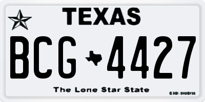 TX license plate BCG4427