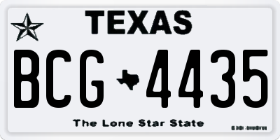 TX license plate BCG4435