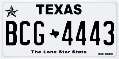 TX license plate BCG4443