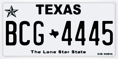 TX license plate BCG4445