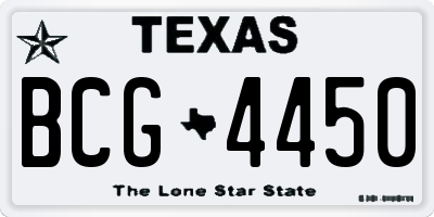 TX license plate BCG4450