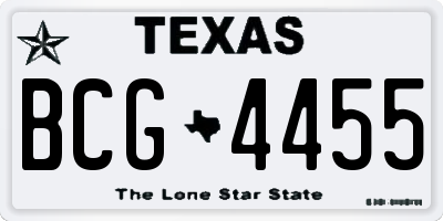 TX license plate BCG4455