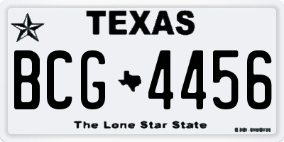 TX license plate BCG4456
