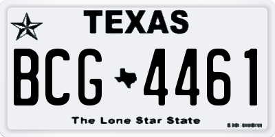 TX license plate BCG4461