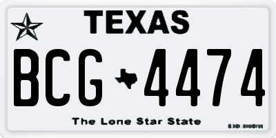 TX license plate BCG4474