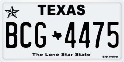 TX license plate BCG4475