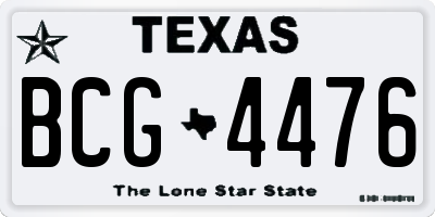 TX license plate BCG4476