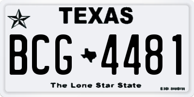 TX license plate BCG4481