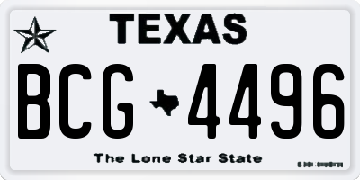 TX license plate BCG4496