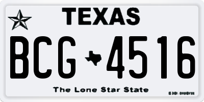 TX license plate BCG4516