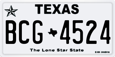 TX license plate BCG4524
