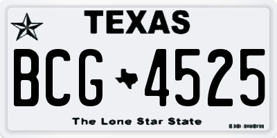 TX license plate BCG4525