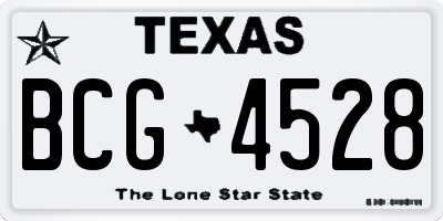 TX license plate BCG4528